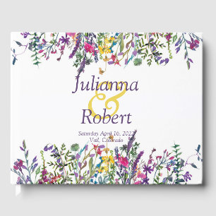 Colourful wildflowers  wedding  guest book