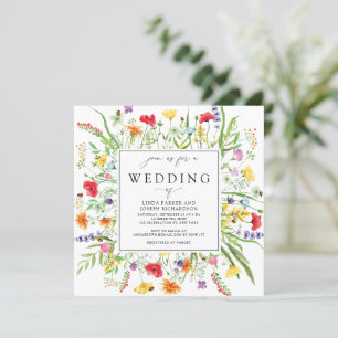 Colourful Wildflowers Wedding Invitation