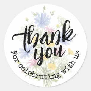 Colourful Wildflowers Wedding Party Thank You Classic Round Sticker