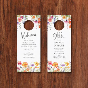 Colourful Wildflowers Wedding Shhh Do Not Disturb Door Hanger