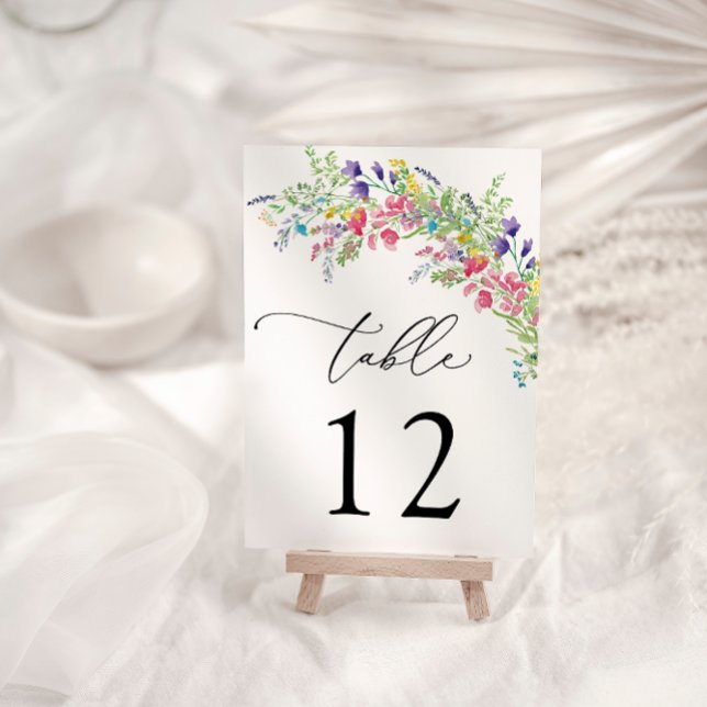 Colourful Wildflowers Wedding Table Number (Creator Uploaded)