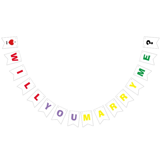 Colourful Will You Marry Me - Bunting Flags (All)