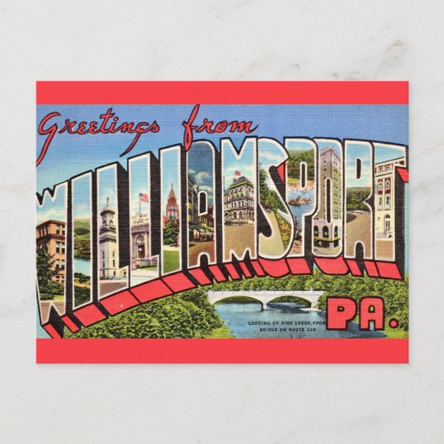 Colourful Williamsport PA Postcard (Front)