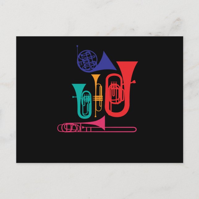 Colourful Wind Musical Instrument Musician Player Holiday Postcard (Front)