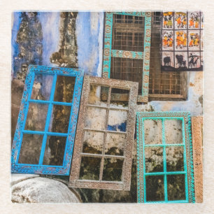 Colourful window frames glass coaster