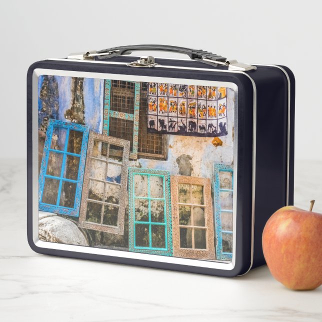 Colourful window frames metal lunch box (In Situ)