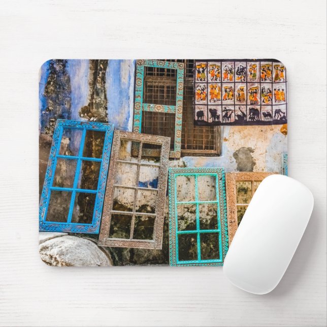 Colourful window frames mouse mat (With Mouse)