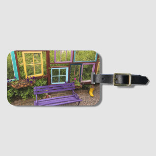 Colourful Windows & Bench Garden Decor Luggage Tag