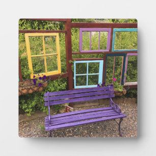 Colourful Windows & Bench Garden Decor Plaque