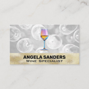 Colourful Wine Glass   Top View Glasses Business Card