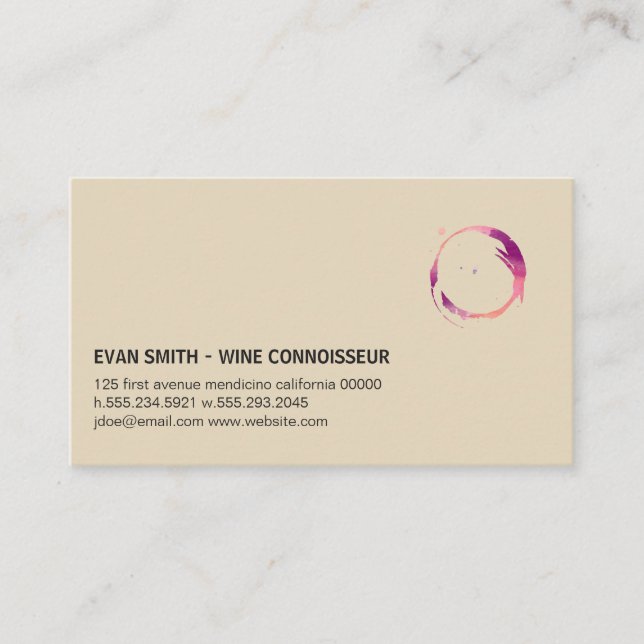 Colourful Wine Stain Business Card (Front)