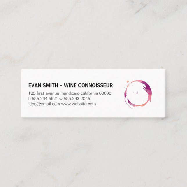 Colourful Wine Stain Mini Business Card (Front)