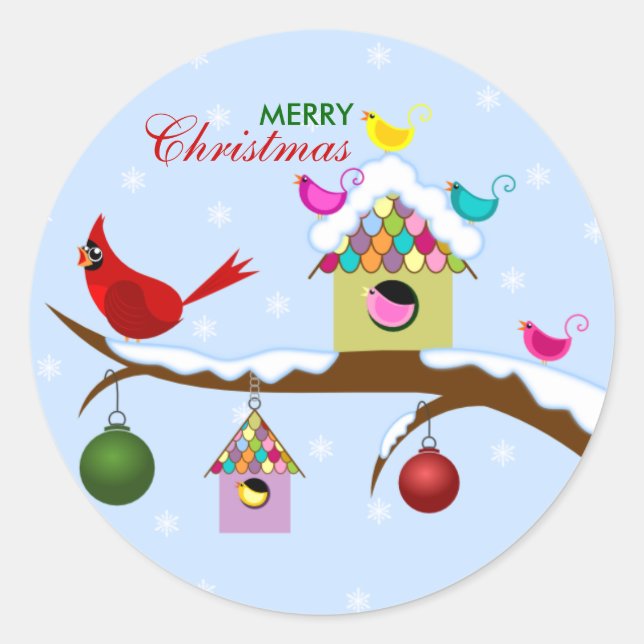 Colourful Winter Birds Stickers (Front)