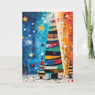 Colourful Winter Holiday Trees Card