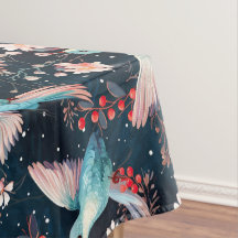 Colourful Winter Hummingbirds & Flowers Pattern