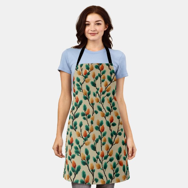 Colourful Winter Pinecone Branches Apron (Worn)