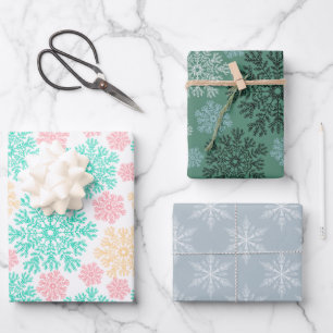 Colourful Winter Snowflake Collection Wrapping Paper Sheet