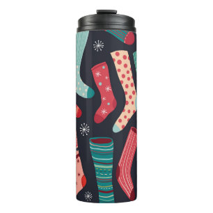 Colourful winter socks, seamless pattern. thermal tumbler