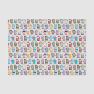 Colourful Winter Woollen Mittens Pattern Tissue Paper