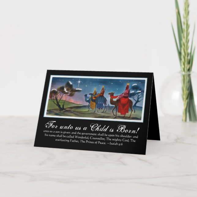 Colourful Wisemen Travelling Christmas Card w/Vers (Front)