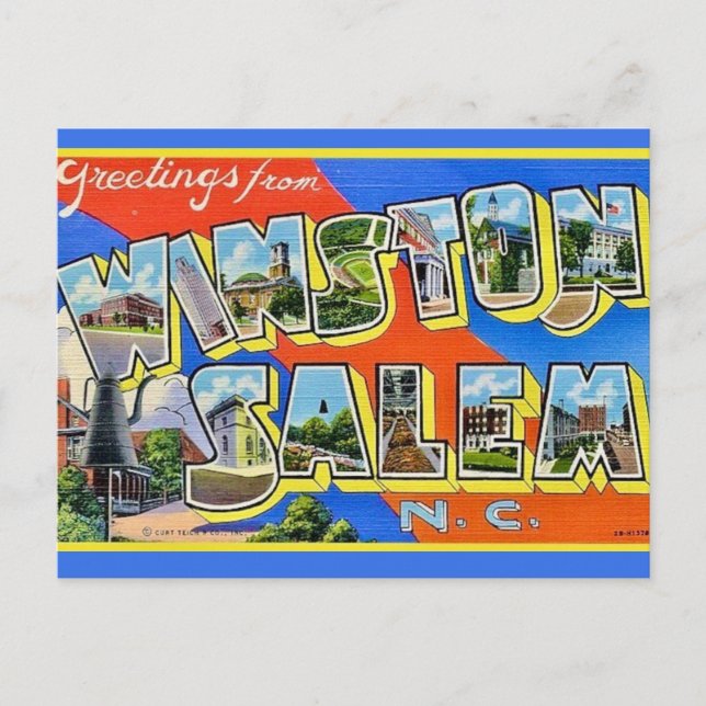Colourful Wiston Salem NC Greetings  Postcard (Front)