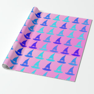 Colourful Witch Hat Halloween Pattern Wrapping Paper