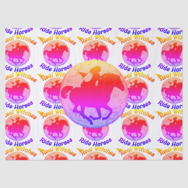 Colourful Witch Riding Horse Tissue Paper (Front)