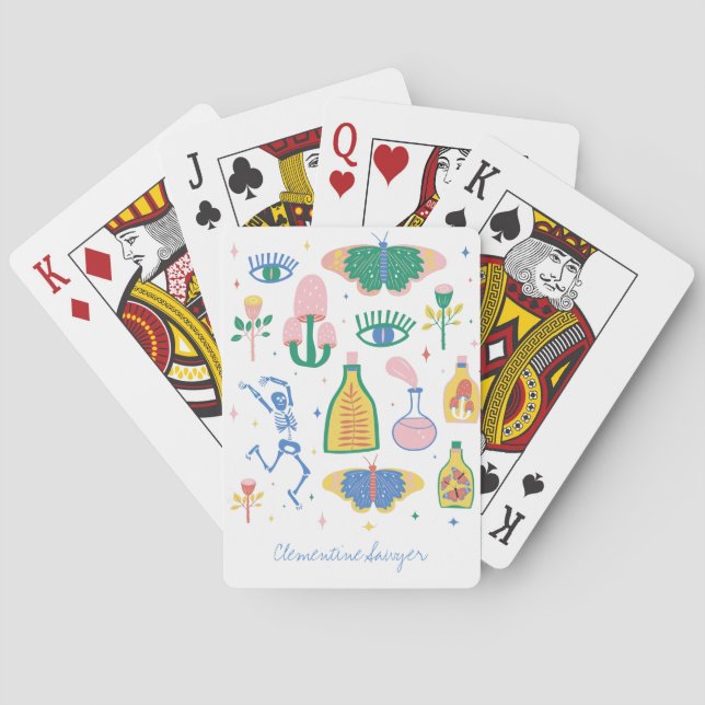 Colourful Witchy Magic Potion Personalised   Playing Cards (Back)