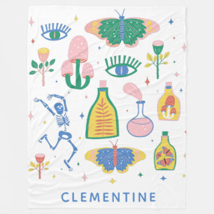 Colourful Witchy Magic Potions Personalised Name Fleece Blanket