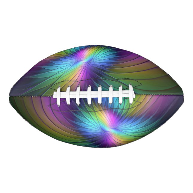 Colourful With Blue Modern Abstract Fractal Art American Football (Front)