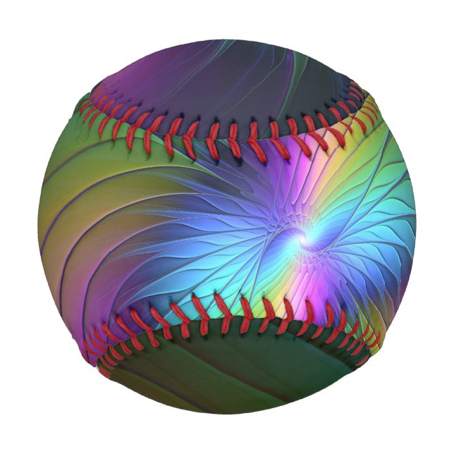 Colourful With Blue Modern Abstract Fractal Art Baseball (Front)