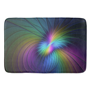 Colourful With Blue Modern Abstract Fractal Art Bath Mat
