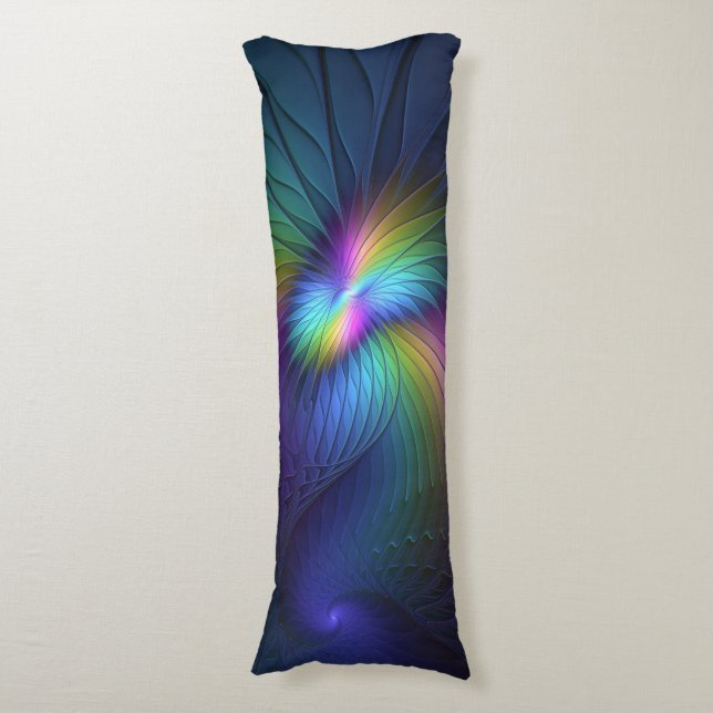 Colourful With Blue Modern Abstract Fractal Art Body Cushion (Front Vertical)