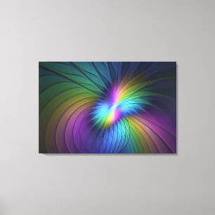 Colourful With Blue Modern Abstract Fractal Art Canvas Print