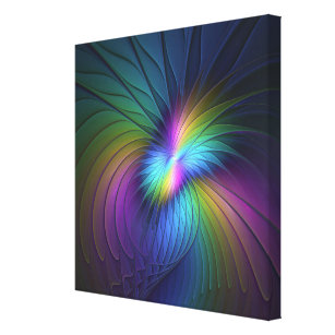 Colourful With Blue Modern Abstract Fractal Art Canvas Print