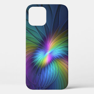 Colourful With Blue Modern Abstract Fractal Art iPhone 12 Case