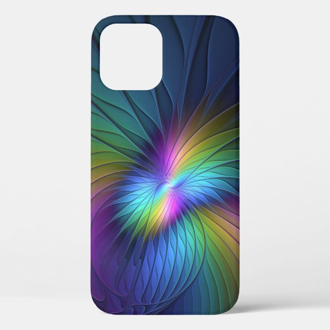 Colourful With Blue Modern Abstract Fractal Art Case-Mate iPhone Case (Back)