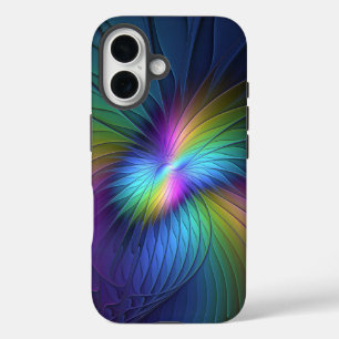 Colourful With Blue Modern Abstract Fractal Art iPhone 16 Case