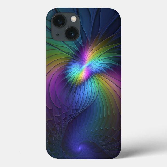 Colourful With Blue Modern Abstract Fractal Art Case-Mate iPhone Case (Back)
