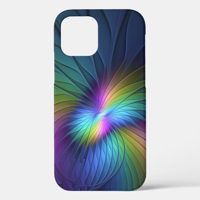 Colourful With Blue Modern Abstract Fractal Art Case-Mate iPhone Case (Back)