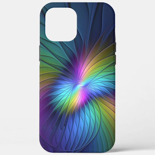 Colourful With Blue Modern Abstract Fractal Art Case-Mate iPhone Case (Back)