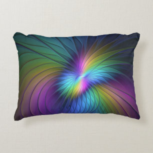 Colourful With Blue Modern Abstract Fractal Art Decorative Cushion