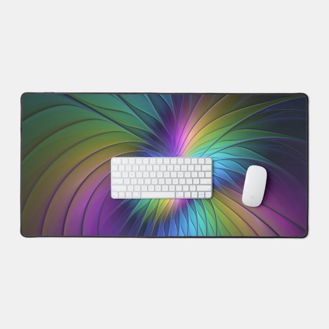 Colourful With Blue Modern Abstract Fractal Art Desk Mat (Keyboard & Mouse)