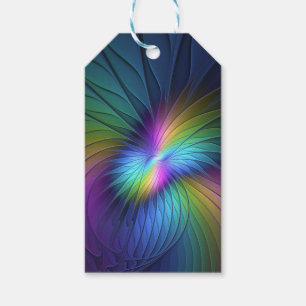 Colourful With Blue Modern Abstract Fractal Art Gift Tags