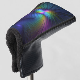 Colourful With Blue Modern Abstract Fractal Art Golf Head Cover