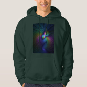 Colourful With Blue Modern Abstract Fractal Art Hoodie