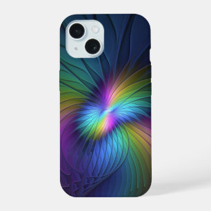 Colourful With Blue Modern Abstract Fractal Art iPhone 15 Case