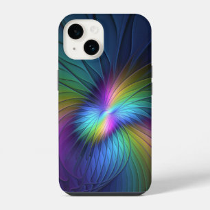 Colourful With Blue Modern Abstract Fractal Art iPhone 14 Case