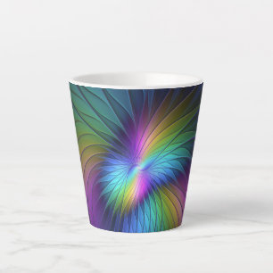 Colourful With Blue Modern Abstract Fractal Art Latte Mug