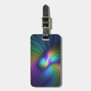 Colourful With Blue Modern Abstract Fractal Art Luggage Tag